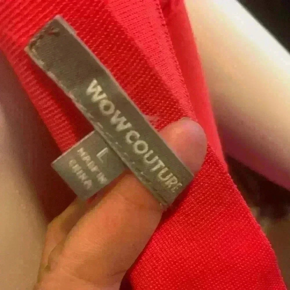 WOW Couture Women's Sweetheart Block RED Bandage Dress Size Large - Picture 5 of 11